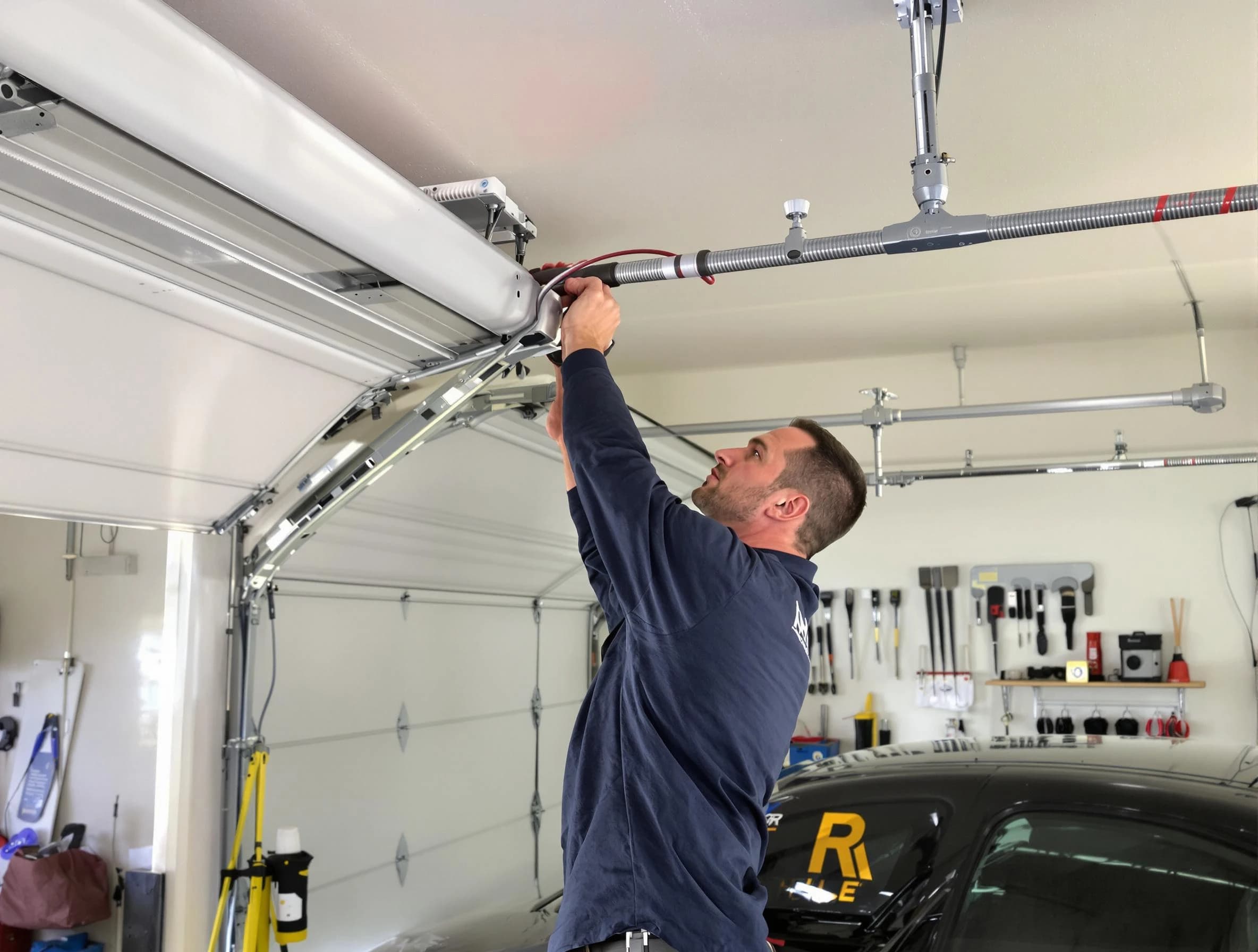 Newnan Garage Door Repair technician performing garage door cable repair in Newnan