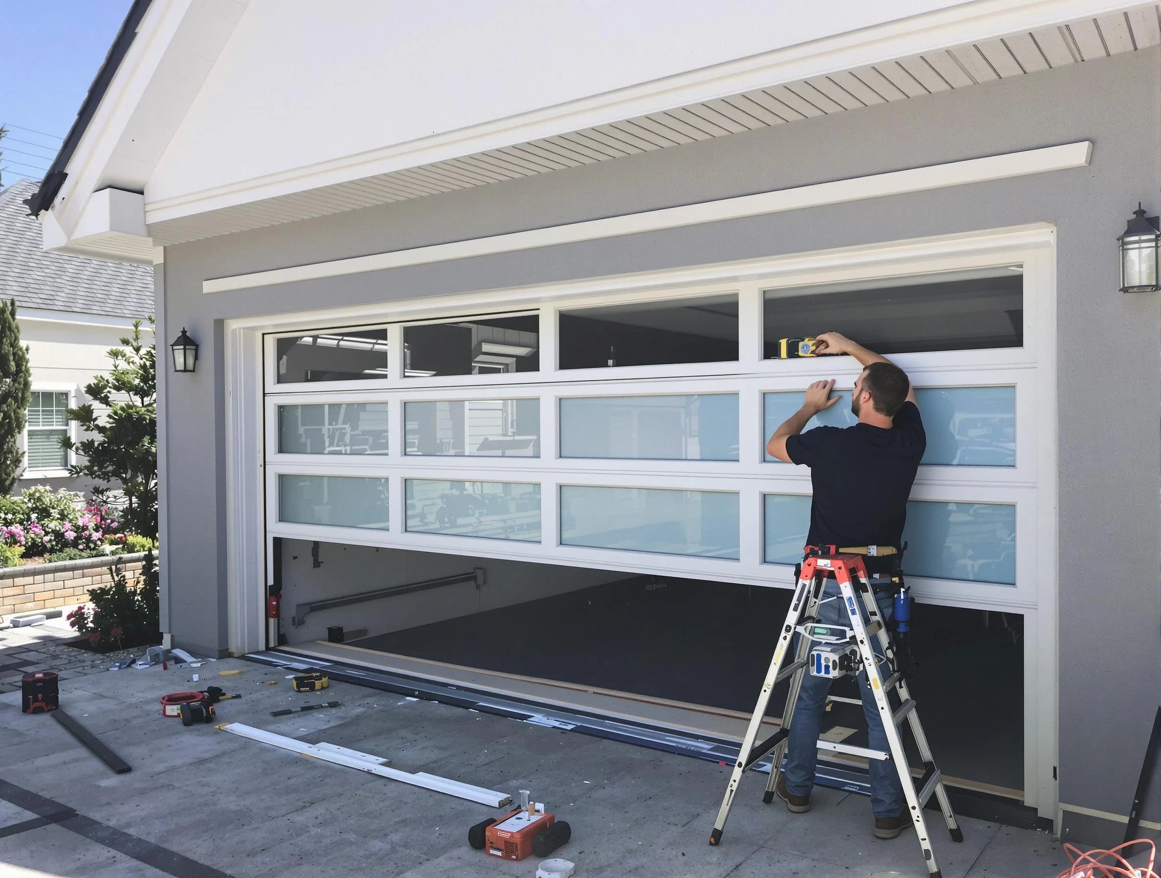 Newnan Garage Door Repair team performing garage door replacement in Newnan