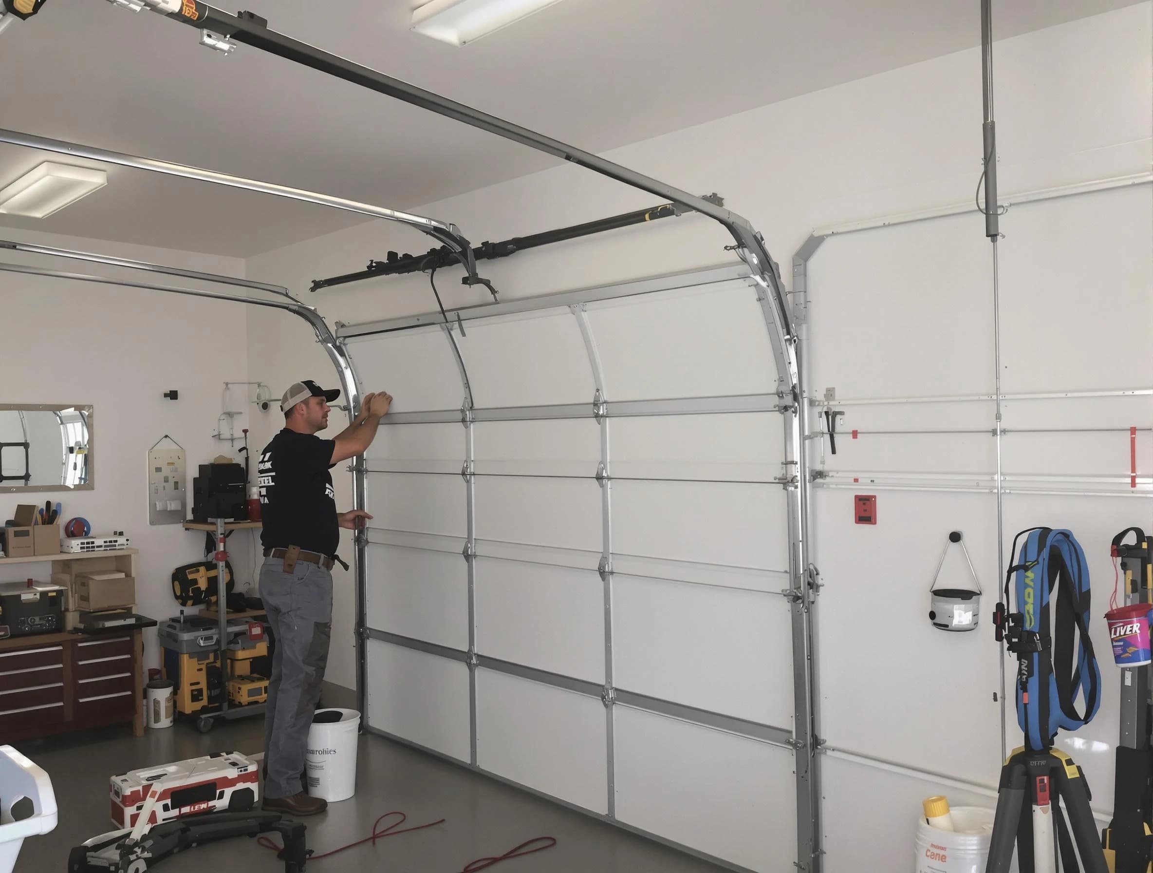 Newnan Garage Door Repair team installing new garage door in Newnan