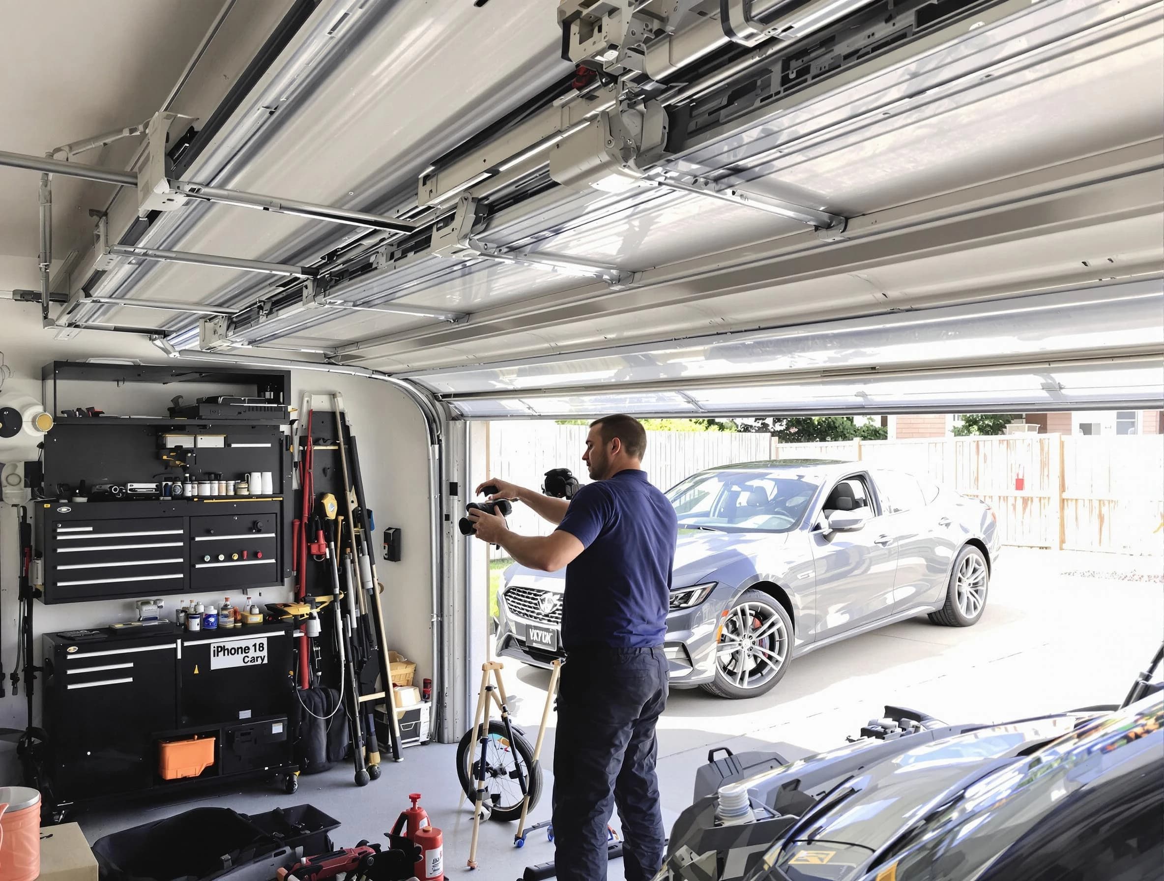 Newnan Garage Door Repair technician fixing noisy garage door in Newnan