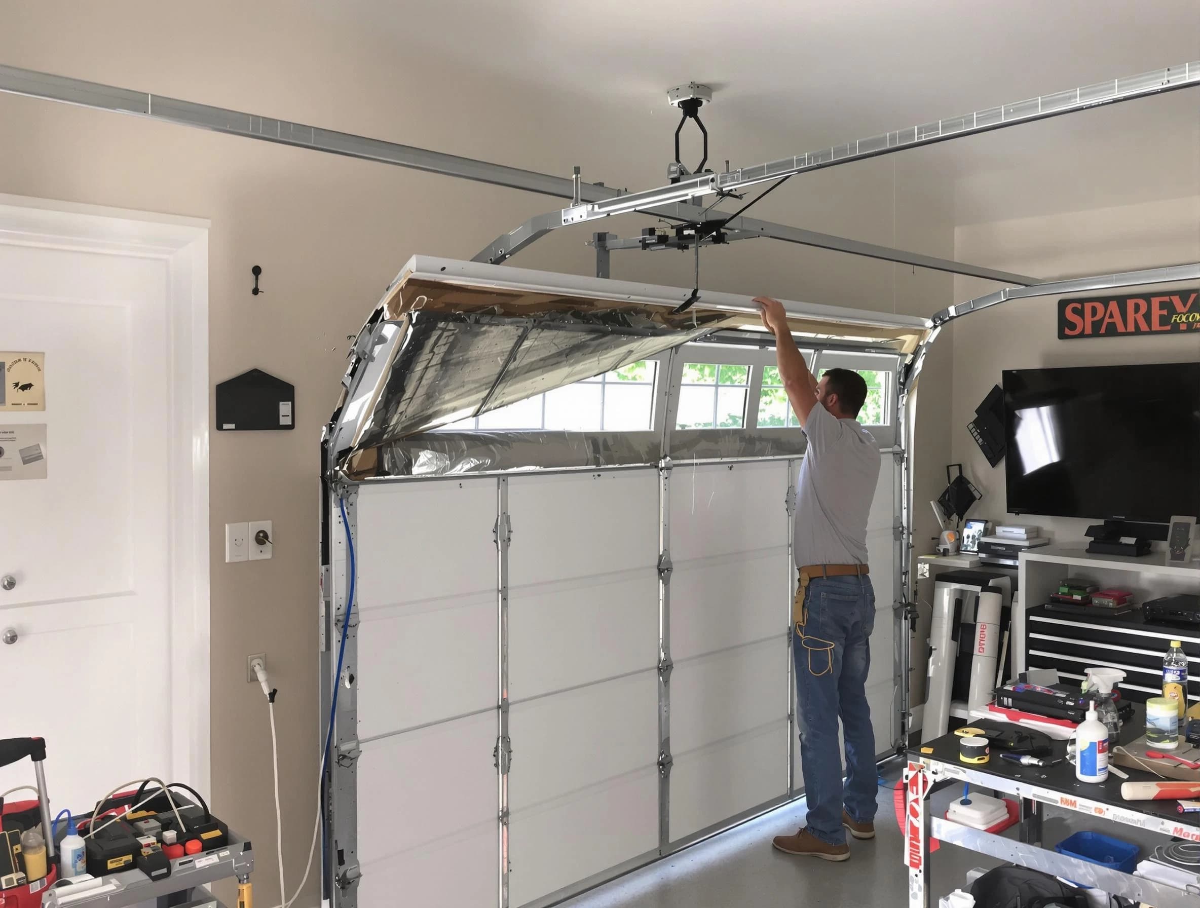 Garage door section replacement by Newnan Garage Door Repair in Newnan