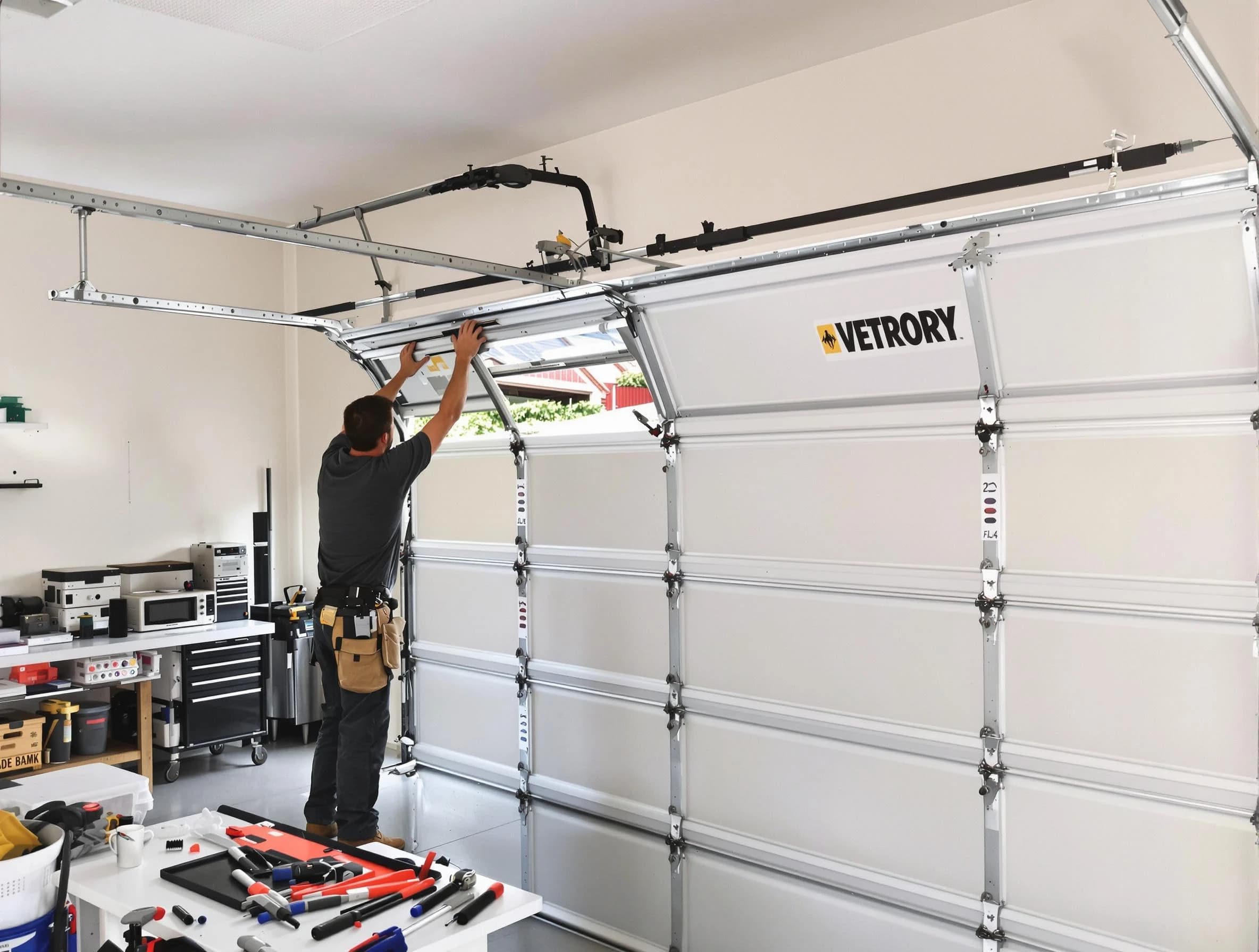Newnan Garage Door Repair technician performing section replacement in Newnan