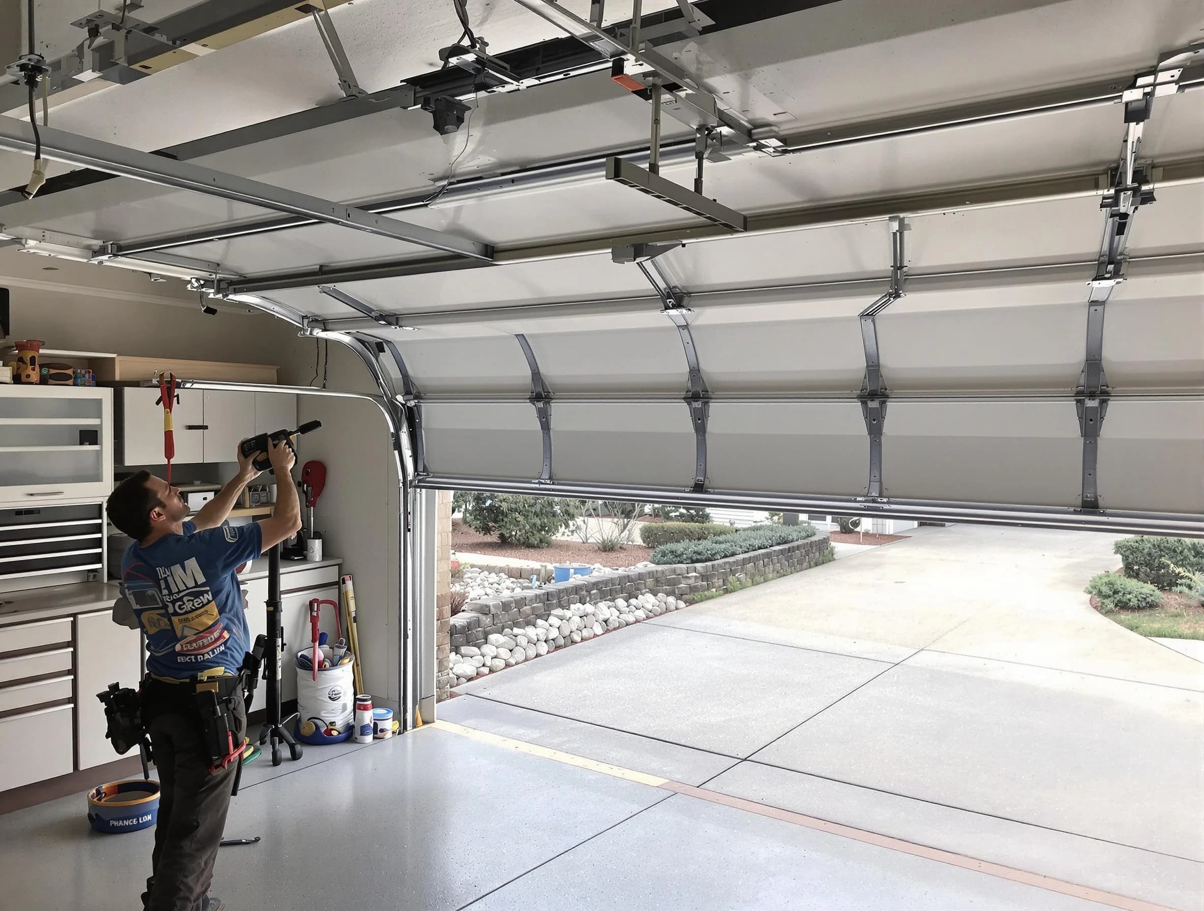 Garage door track repair service by Newnan Garage Door Repair in Newnan