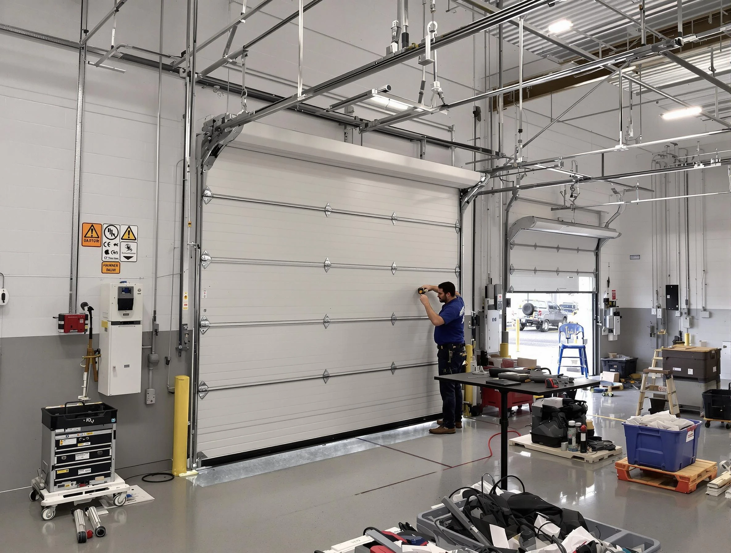Commercial garage door repair being performed by Newnan Garage Door Repair expert in Newnan