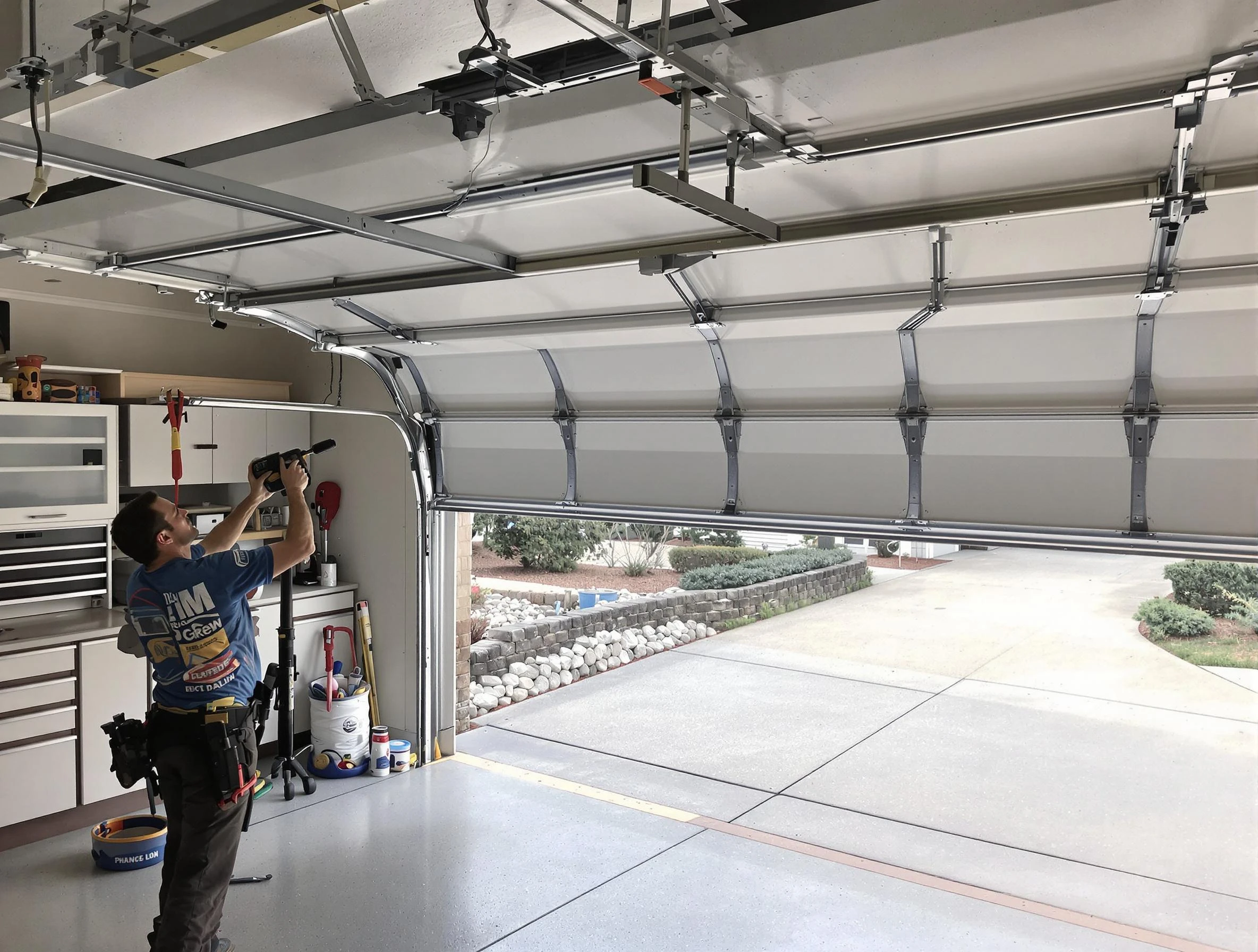 Garage door track repair service by Newnan Garage Door Repair in Newnan